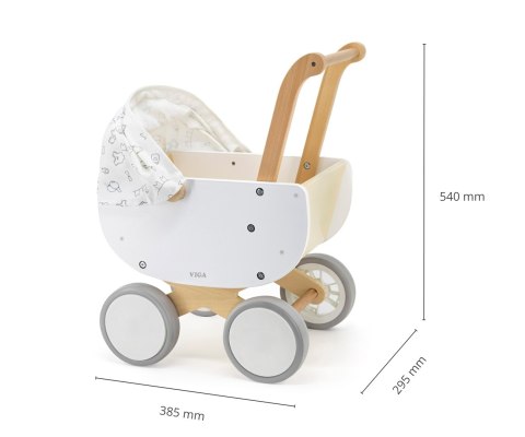 Viga 44719 PolarB Drewniany wózek dla lalek z gondolą