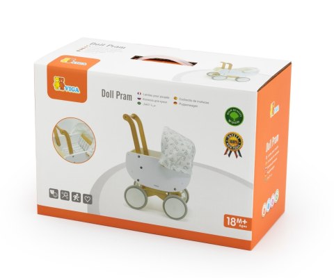 Viga 44719 PolarB Drewniany wózek dla lalek z gondolą