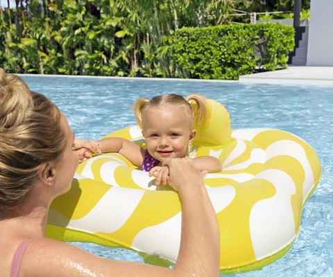 Bestway 32298 Siedzisko do nauki pływania Kwadrat Swim Safer Comfort Plush Zółte fale 76cm x 76cm