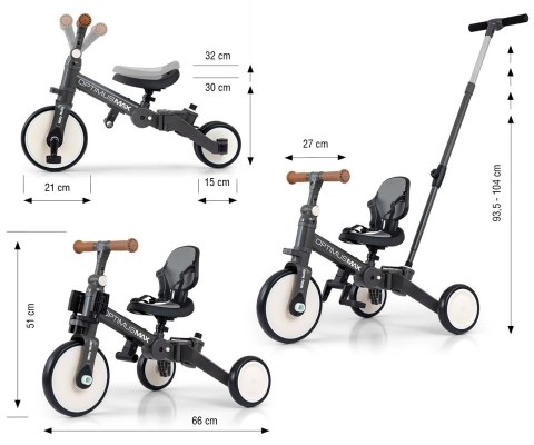 Milly Mally Rowerek 5w1 Optimus Max Dark Grey
