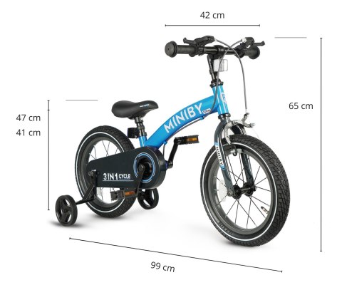 Qplay Rowerek Dziecięcy - Rowerek Biegowy Miniby 14 cali Blue