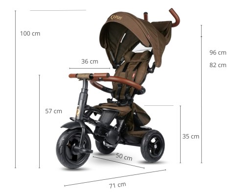 Qplay Rowerek Trójkołowy Rito Deluxe Rubber Brown