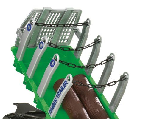 Rolly Toys 122158 Przyczepa Rolly-Timber Zielona do przewozu drzew, 2-osie