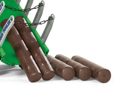 Rolly Toys 122158 Przyczepa Rolly-Timber Zielona do przewozu drzew, 2-osie