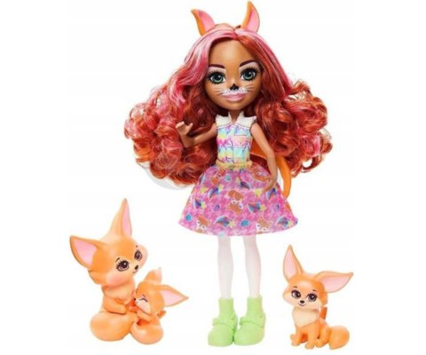 Mattel Enchantimals HNT60 Zestaw Lalka Fennec Fox i Rodzina Lisków