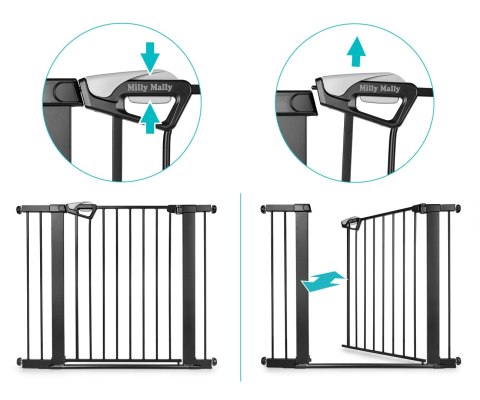 Milly Mally Bramka zabezpieczająca Barierka na schody z rozszerzeniami Guardy 104 Black